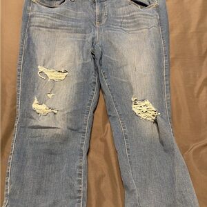 Torrid Blue Distressed Straight Leg Jeans